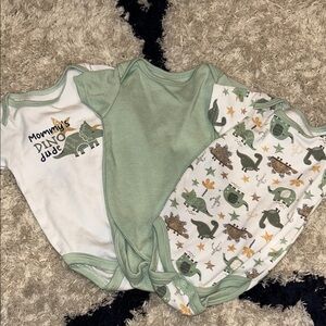 Chick Pea Dino Bodysuits - Green and White